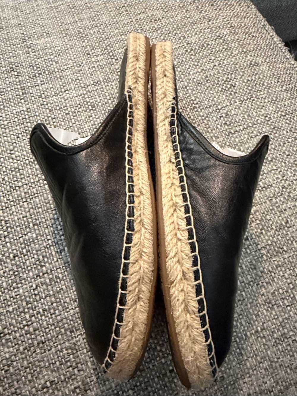 Michael Kors Women’s Black Leather Espadrille Slide Mules Size 7.5 - Picture 2 of 7